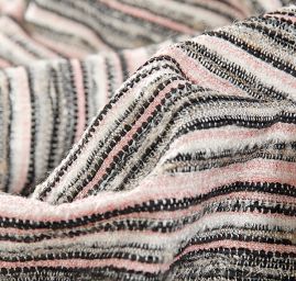 Látka Art Fabrics vlna směs proužky růžová/černá