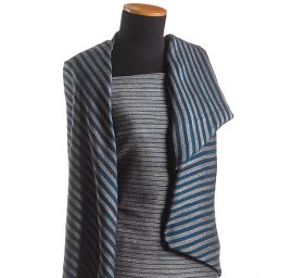 Len viskoza směs Art Fabrics proužek široký modrý