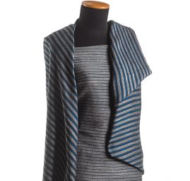 Len viskoza směs Art Fabrics proužek široký modrý