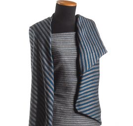 Len viskoza směs Art Fabrics proužek úzký modrý