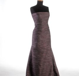 Bavlna len směs Art Fabrics proužky široké fialovorůžové