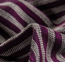 Bavlna len směs Art Fabrics proužky široké fialovorůžové