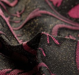 Replika historické tkaniny Arras růžová/černozlatá