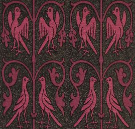 Replika historické tkaniny Arras růžová/černozlatá