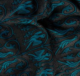 Replika historické tkaniny Arras tyrkysová/šedostříbrná