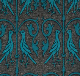 Replika historické tkaniny Arras tyrkysová/šedostříbrná