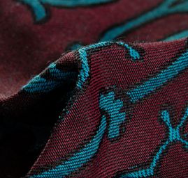 Replika historické tkaniny Arras tyrkysová/vínová