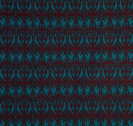Replika historické tkaniny Arras tyrkysová/vínová