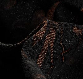 Replika historické tkaniny Arras hnědá/černostříbrná