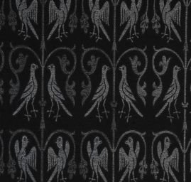 Replika historické tkaniny Arras stříbrná/temně modrá