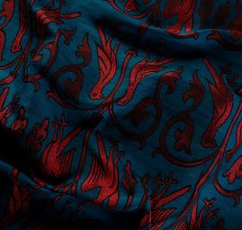 Replika historické tkaniny Arras fuchsiová/modrá