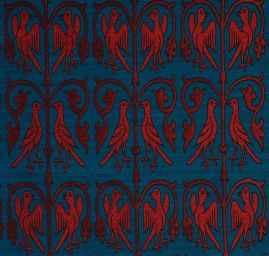 Replika historické tkaniny Arras fuchsiová/modrá