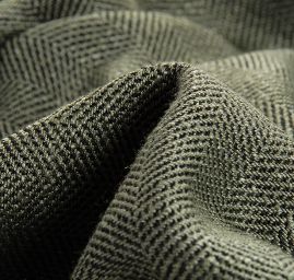 Viskoza len látka rybí kost Art Fabrics zelenočerná