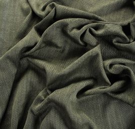 Viskoza len látka rybí kost Art Fabrics zelenočerná