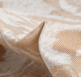 Karin žakár květy  Art Fabrics zlatobílá