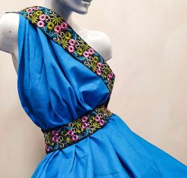 Len Art Fabrics len světlý sytě modrý