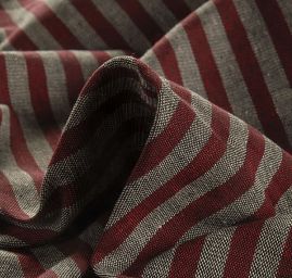 Len Art Fabrics pruhy úzké červenošedé