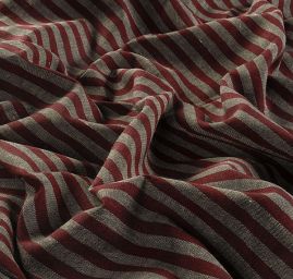 Len Art Fabrics pruhy úzké červenošedé