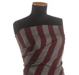 Len Art Fabrics pruhy široké červenošedé