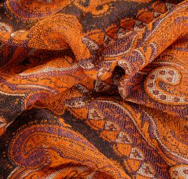 Žakár Art Fabrics Paisley orient rezavo/růžový