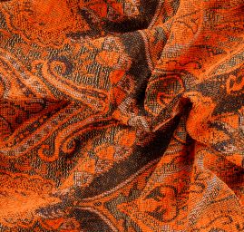 Žakár Art Fabrics Paisley orient oranžový/okrovočerný