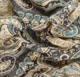 Žakár Art Fabrics Paisley orient tyrkys/modrá