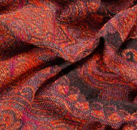 Žakár Art Fabrics Paisley orient vínová/růžová