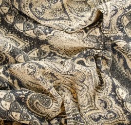 Žakár Art Fabrics Paisley orient vanilkový/černý