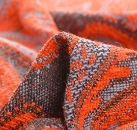 Žakár Art Fabrics Paisley orient oranžový/sv. modrý