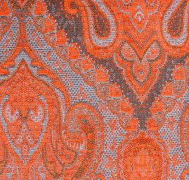 Žakár Art Fabrics Paisley orient oranžový/sv. modrý