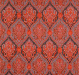 Žakár Art Fabrics Paisley orient oranžový/sv. modrý