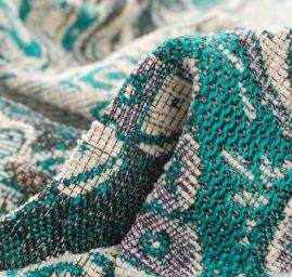 Žakár Art Fabrics Paisley vzor zelený/černý