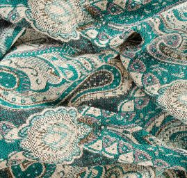 Žakár Art Fabrics Paisley vzor zelený/černý