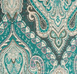 Žakár Art Fabrics Paisley vzor zelený/černý