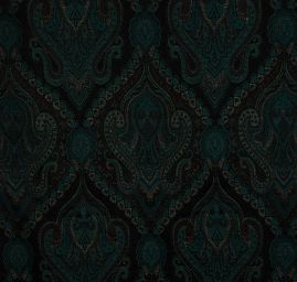 Žakár Art Fabrics Paisley orient len zelenočerný