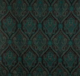 Žakár Art Fabrics Paisley orient len zelenočerný
