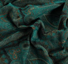 Žakár Art Fabrics Paisley orient len okrovočerný