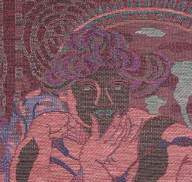 Dekorační tkanina Art Fabrics secese Mucha modrá/žlutá