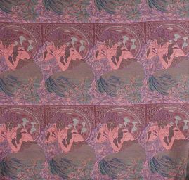 Dekorační tkanina Art Fabrics secese Mucha modrá/žlutá