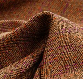 Kostýmová látka Art Fabrics rybí kost hnědofialový melír