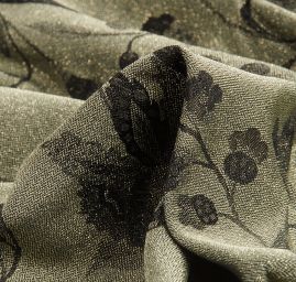 Žakárová tkanina Art Fabrics Primavera olivová/černá