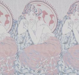 Dekorační tkanina Art Fabrics secese Mucha modrofialová