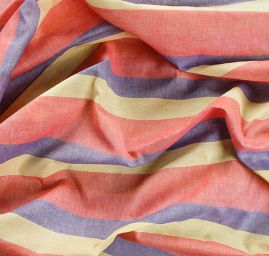 Len Art Fabrics širší pruhy žlutá,červená