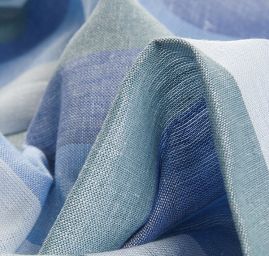 Len Art Fabrics širší pruhy šedé, modré 