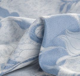 Žakárová tkanina Art Fabrics Karin květy modré