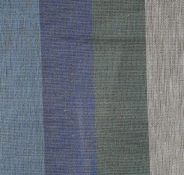 Lněná látka Art Fabrics širší pruhy modré, zelené