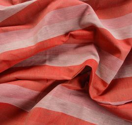 Len Art Fabrics širší pruhy starorůžová, červená