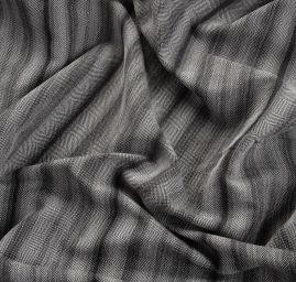 Kostýmová látka Art Fabrics rybí kost šedočerný melír