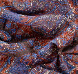 Žakár Art Fabrics Paisley orient modrý/čevený