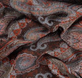 Žakár Art Fabrics Paisley orient šedomodrý/červený